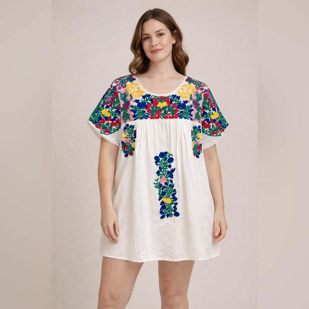 Colorful Floral Embroidered Dress